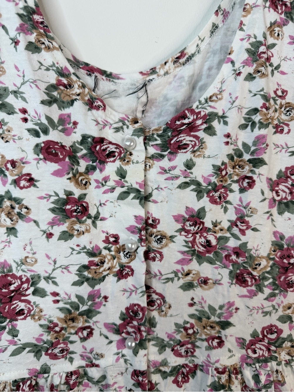 Vintage 90s Cotton Floral Cottagecore Button Front Midi Dress w Pockets medium - Picture 3 of 8
